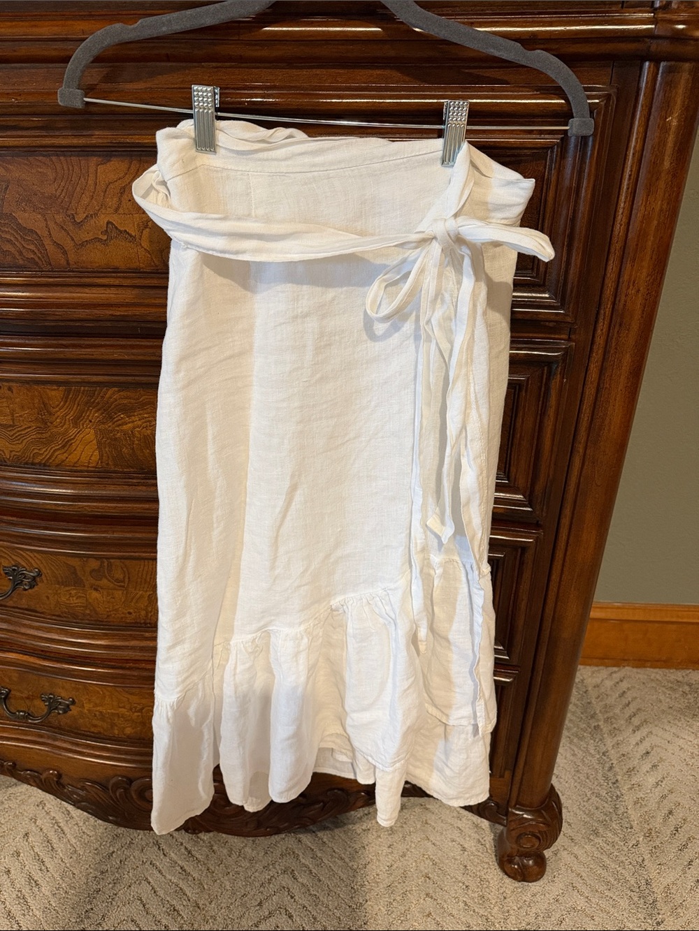 Tie wrap linen skirt